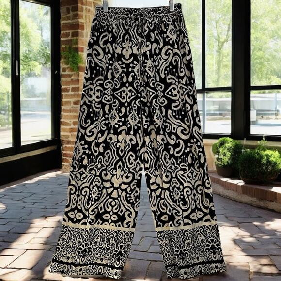 NEW We Love Wide Leg Elastic High Waist Printed Boho Hippie Palazzo Pants M N… - Picture 9 of 16